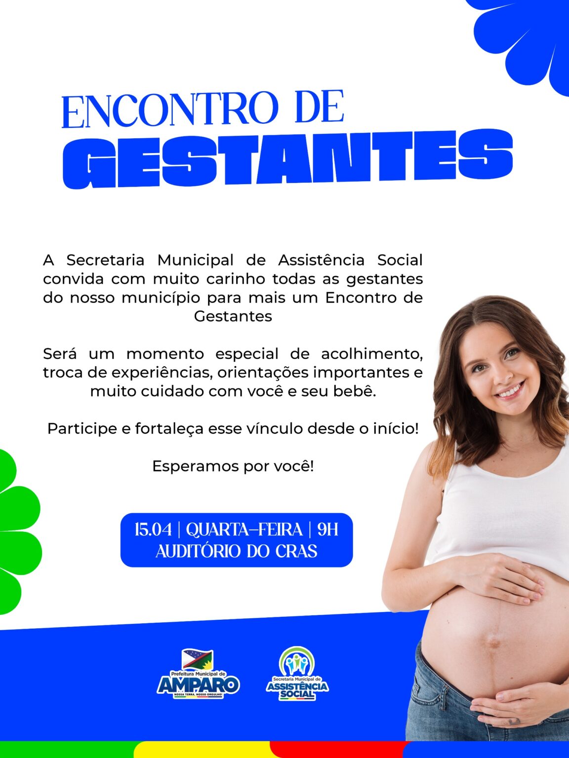 Secretaria de Assistência Social de Amparo convida gestantes para encontro especial no CRAS