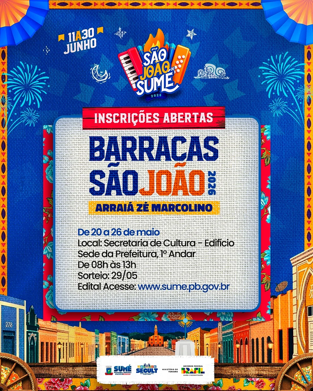 São João Tradição 2026: Prefeitura de Sumé abre inscrições para concessão de barracas